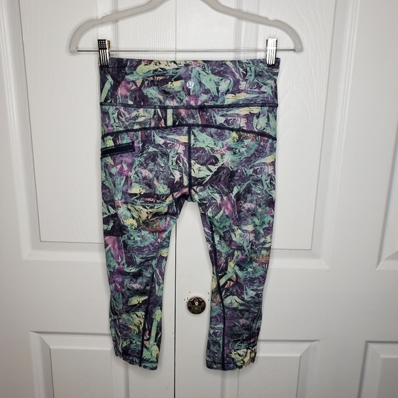 Lululemon Run Tight Legging 4 Topspeed Crop Iridescent Multi Workout Yoga - Picture 9 of 11